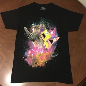 Nickelodeon Shirts - Adult Funky Pride Spongebob & Cat 🐈 Tee Nickelodeon Shirts - Adult Funky Pride Spongebob & Cat 🐈 Tee